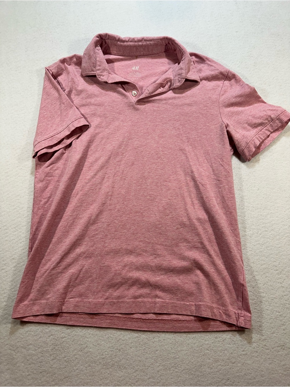 H&M Mens Light Pink Polo Shirt